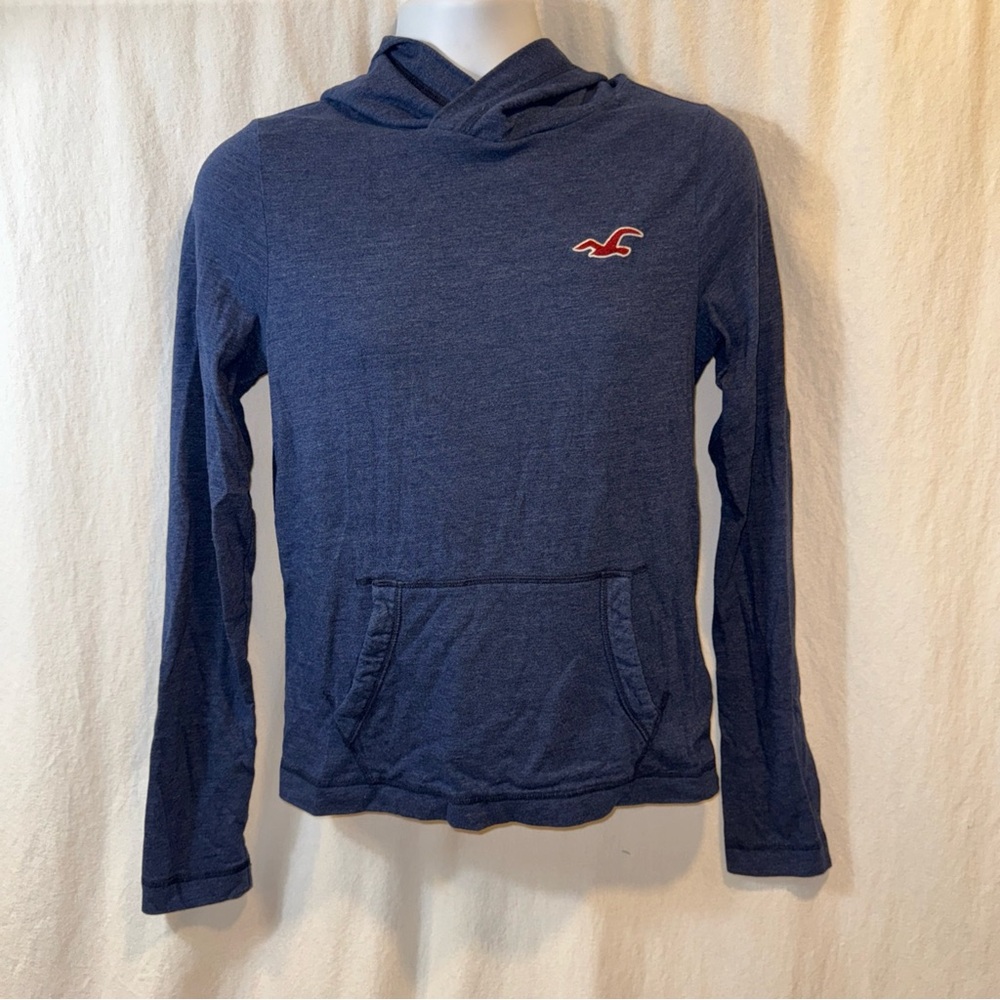 Gently Used Men’s Hollister Lightweight Blue Hoodie Size Small Contrasting Hood